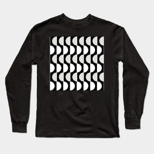 Black and White Retro Half-Circles Long Sleeve T-Shirt